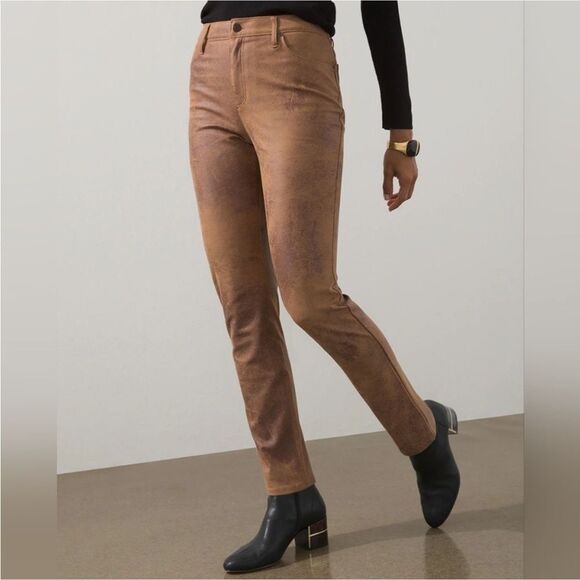 CHICOS FAUX SUEDE PANTS IN WORN LUGGAGE‎ - Picture 1 of 7